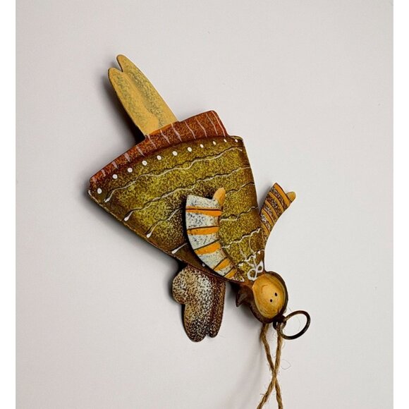 Rustic Metal Angel Christmas Tree Ornament Folk Art Whimsical Religious - Picture 5 of 6